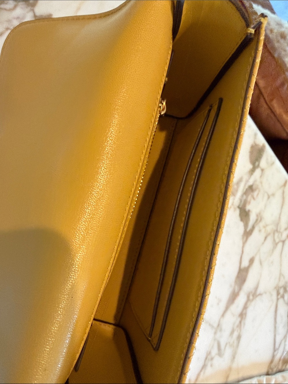 Tory Burch Cream and Yellow Fleming Shoulder/Crossbody Bag - Picture 6 of 9